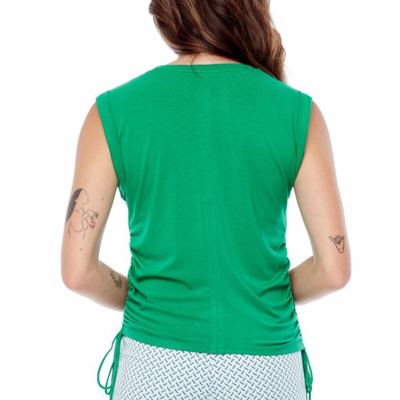 NWT Iltm I love tyler madison Ivy Drawstring Sleeveless Top In Emerald - Picture 3 of 3